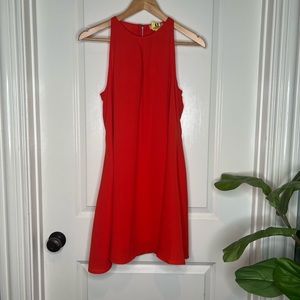 GB Size Small Womens A line Dress Red Orange Color Sleeveless Zip Back Summer